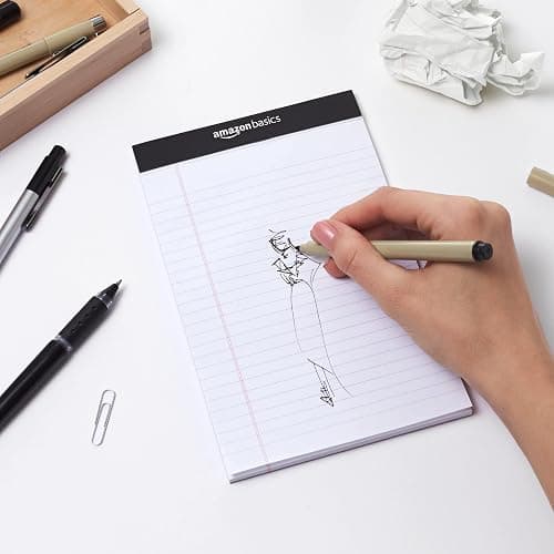 Amazon Basics Narrow Ruled Lined Writing Note Pad, 5 inch x 8 inch, White, 12 Count (12 Pack of 50 pages) thumbnail 2
