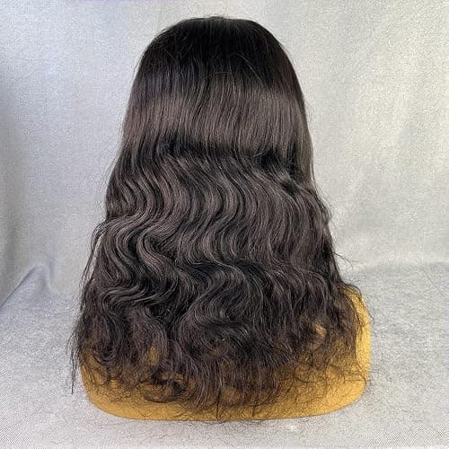 SKULD Body Wave Human Hair Wig 13x4 Lace Front Wigs, Natürliche Gewellte Welle Echthaar Perücke für Damen Schwarz, 100% Brasilianisches Echthaar Perücken mit Babyhaar 150% Dichte (45cm) thumbnail 5