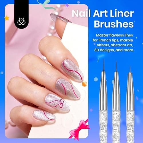 💜 31pcs Nail Art Brushes, Dotting Tools, Nail Art Pens, Dust Brush, Striping Liner Fingernail Drawing Pens with Palette Holder All in One for Starter Manicure Design Set thumbnail 3