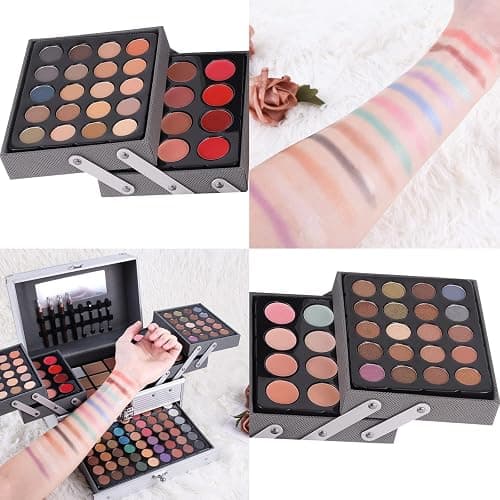 UNIFULL 132 Color All- In- One Makeup For Women Full Kit,Professional Makeup Kit,Makeup Gift Set for Women &Girls,Include eyeshadow/lipstick/concealer/Lip Gloss/Eyeliner/Mascara/Makeup Brushes（006N2-Silver） thumbnail 4