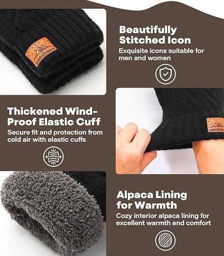 Winter Gloves for Men Women-Warm TouchScreen Cold Weather Gloves,Wool Knit Thermal Adults Gloves for Driving Texting thumbnail 4