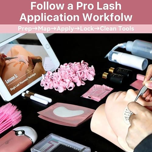 Pretty memory Eyelash Extension Kit with Training Course, PDF Guide & Certificate – Complete 446 Pcs Lash Practice Set with Mannequin Head, Glue, Tweezers, Fan, Primer & Bonder for Beginners thumbnail 3