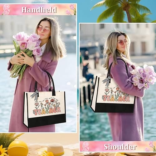 Canvas Tote Bag Makeup Bag for Women - Personalized Teacher Appreciation Gifts thumbnail 4