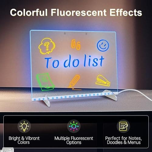 LED Note Board with 7 Colors, Includes Adapter, 13"x10" Led Drawing Board for Kids, Light Up Dry Erase Boards with 7 Markers, Soft Cloth, Hanging Chain, Holiday Trend Gift thumbnail 5