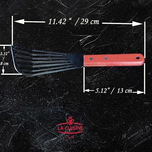 La Cuisine Fish Slotted Spatula Turner with Beveled Edged Stainless Steel, For Flipping Fish Egg Pancake Patties Fries. Blade 6.5", Size 11" thumbnail 3