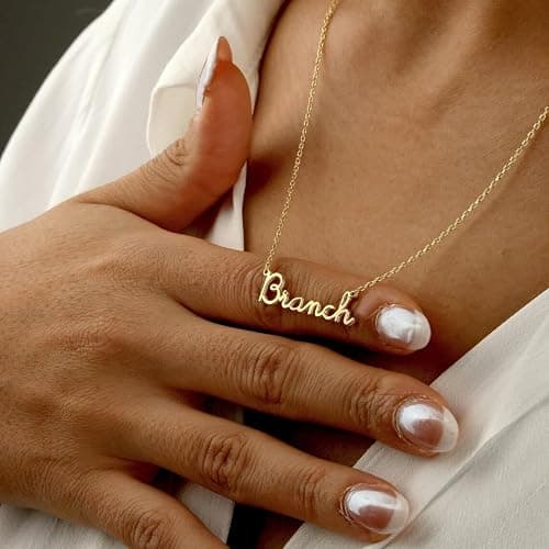 DayOfShe Custom Tiny Name Necklaces for Wedding Bridesmaid Gifts Best Friend Birthday Gifts, 18K Gold Plated Dainty Name Necklace Personalized Christmas Jewelry Gifts thumbnail 6
