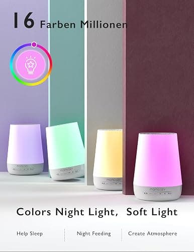 Momcozy White Noise Machine,Sound Machine for Baby Adults with 7 Colour Night Light,34 Soothing SoundsTherapy for Sleeping Nursery, White Noise APP Control,Timer,USB Rechargeable,Office Home Travel - white thumbnail 7