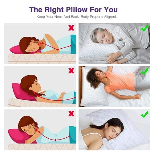 WISHSMILE Cooling Pillows Queen Size Set of 2, Memory Foam Pillows with Zipper, Adjustable Firmness for Sleeping Cool Cold Pillow to Hot, Side, Back and Stomach Sleepers, 2 Pack, 20x30 thumbnail 6