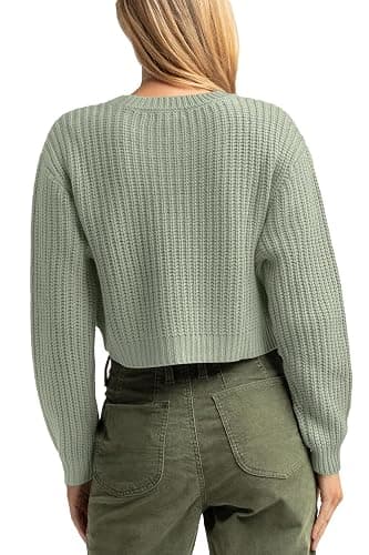 Jumppmile Cropped Sweater for Women Knit Crewneck Long Sleeve Crop Sweater Pullover for 2025 Fall Winter Fashion Outfits thumbnail 3