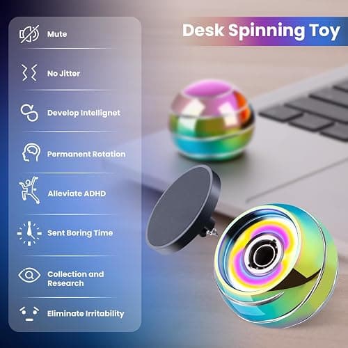 Fidget Spinner Desktop Toys - Kinetic Spinning Ball for Anxiety & ADHD Relief, Optical Illusion Fidget Toys for Adults, Kids, Parents & Friends, Ideal Gift Metal Fidgets for Office & Home thumbnail 5