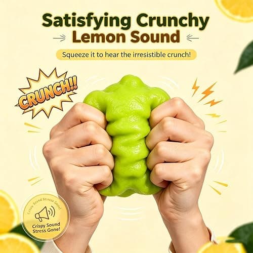 Crunchy Squishy, Slow Rising Squishy Sensory Toys,Stress Relief Fidget Toys | 2PCS Squeezy Squishy Crunchy，ASMR Crunchy Lemon Color Changing Stress Ball, Birthday Gifts &Party Favors thumbnail 3