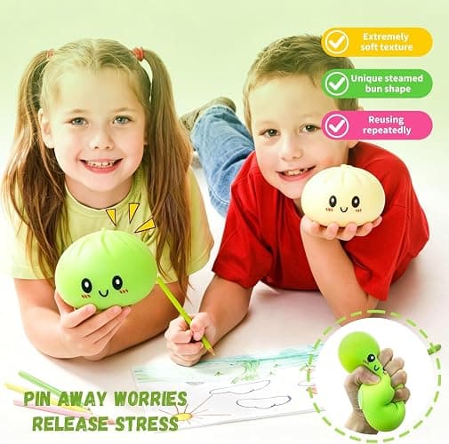 2 Pcs Dumpling Squishy, Mystery Squishy Dumpling Box, Fidget Toys Adults & Teens & Kids, Stocking Stuffers, Sensory Stress Squeeze Toys for Stress Relief (WhiteYellow) thumbnail 6