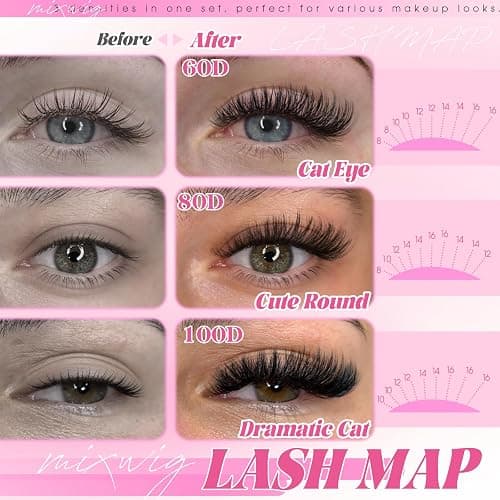 Lash Clusters Kit 1512PCS Volume Lash Extension Kit 60D+80D+100D Eyelash Clusters with 2 Lash Bond and Seal+1 Remover+1 Tweezers Wispy Individual Lashes 8-16MM D Curly Cluster Lashes Bulk Packs thumbnail 8