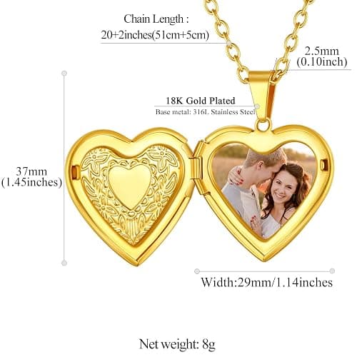 FindChic Locket Necklace for Women, Silver/Black/Rose Gold/Gold Plated Personalized Memorial Gifts, Custom Photo Jewelry for Loved Ones, Birthday Valentine's Day Keepsake, Versatile Styles Available thumbnail 7