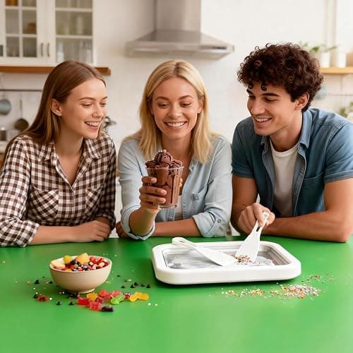 Rolled Ice Cream Maker, New At-Home Ice Cream Roller Maker, DIY Fun Family Activity Instant Ice Cream Tray with Instant Freeze Tray and 2 Scrapers(Pink) thumbnail 8