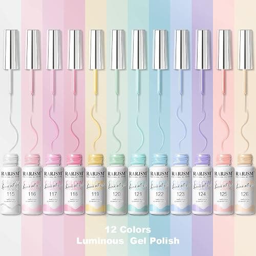 RARJSM Glow in The Dark Gel Liner Nail Art 12 Colors Soft Pastel Neon Blue Purple Pink Green Painting Luminous Gel Nail Polish Set UV LED Curing Requires Thin Brush Stripe for Swirl Nails Design thumbnail 4