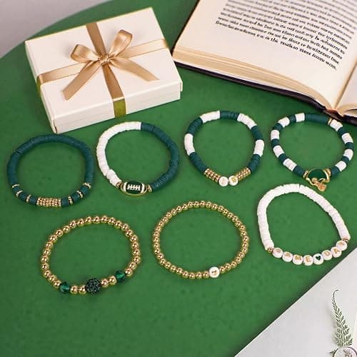 Kopuscristing Game Day Bracelet Football Charm Beaded Stretch Bracelet Sports Jewelry for Football Mom Dad Coach Fans Gifts thumbnail 3