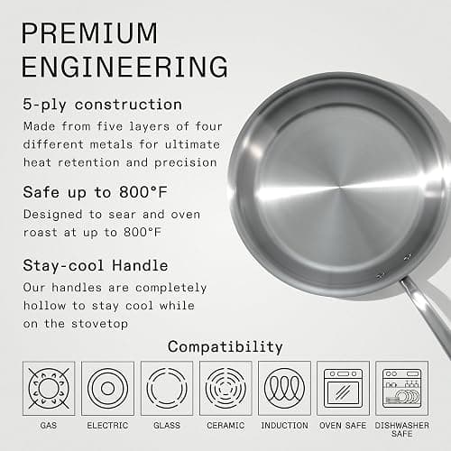 Made In Cookware - 12-Inch Stainless Steel Frying Pan - 5 Ply Stainless Clad - Professional Cookware - Crafted in Italy - Induction Compatible thumbnail 4