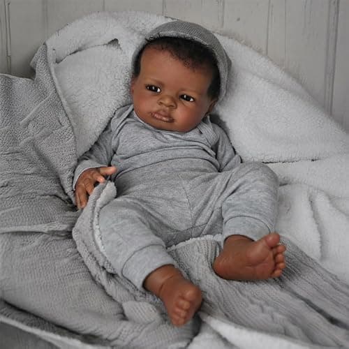 WOOROY Realistic Reborn Baby Dolls Black Boy, 20 Inch African American Newborn Boy Doll, Lifelike Weighted Soft Body, Christmas Birthday Gift for Kids Age 3 + thumbnail 6