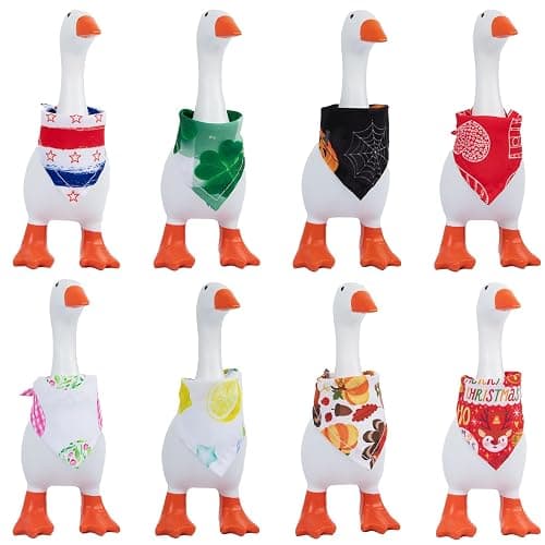 8Pcs Holiday Desk Goose Outfits 7 inch Desk Goose Bandana, Valentine's Day, All Seasons Magnetic Desk Goose Clothes Costume Triangle Scarves Neckerchief for Mini Goose Duck Statue Decor - Image 1