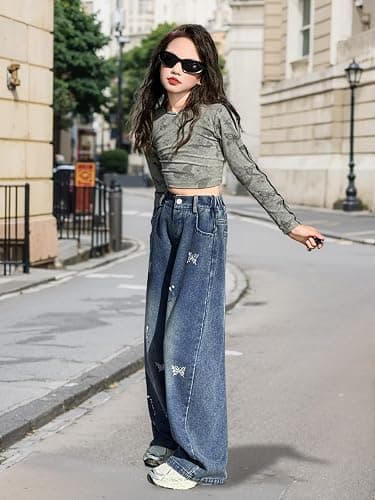 👖Wide Leg Baggy Jeans w/ butterflies👖 thumbnail 6