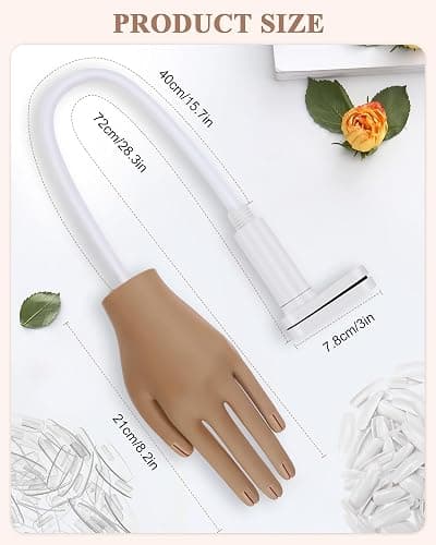 Practice Hand for Acrylic Nails, Silicone Hand for Nail Practice, Nail Tips Won't Fall off Nail Hand, Flexible Nail Practice Hand for Beginners,13.7 x 6.29 x 1.88in thumbnail 4