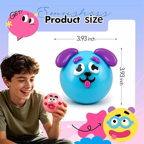 NEW Smushers Squishy, Curiosities Smushers Dog Face Swap Squishy,Cute Easy Squeezy Funny Face Squishy Stress Balls, Stress Relief Desk Accessory for Adults (Pink) thumbnail 2
