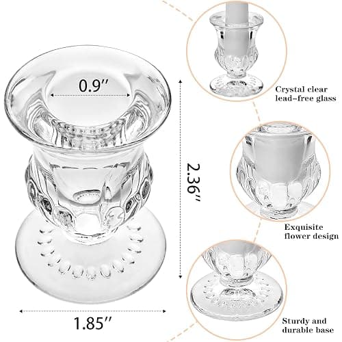 Glass Taper Candle Holders Set of 6 Clear Crystal Candle Holders for Candlesticks, Elegant Candlestick Holders for Table Centerpiece Wedding Party Christmas Thanksgiving Festival thumbnail 3