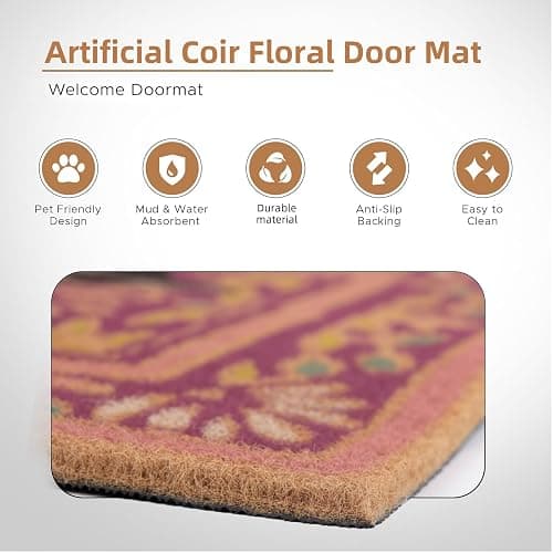 BBSET Black Cat Door Mat Cute Funny Welcome Front Door Mat Indoor Entrance, Rustic Artificial Coir Doormat Rugs for Cats Lovers Owners Porch Entry Patio Kitchen Decor 30x17in (Black cat) thumbnail 3