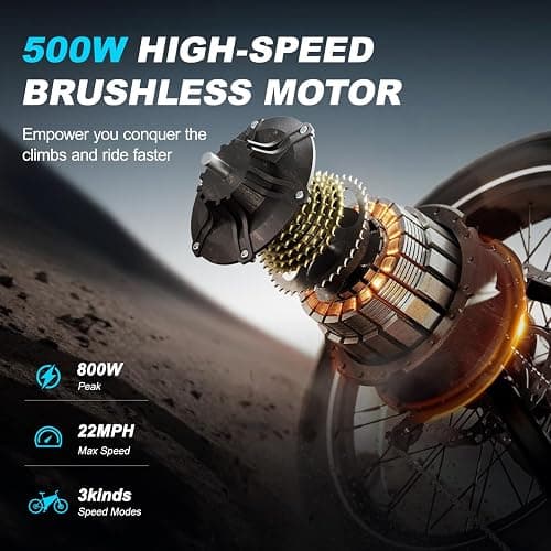 VDL Mountain Electric Bike for Teens/Adults, 16" Fat Tire Ebike, Wider Seat 500W Peak Motor with Removable Battery, 20MPH, UP to 35 Miles Mountain Bike, Teenagers ebike for Leisure Riding&Commuting thumbnail 3