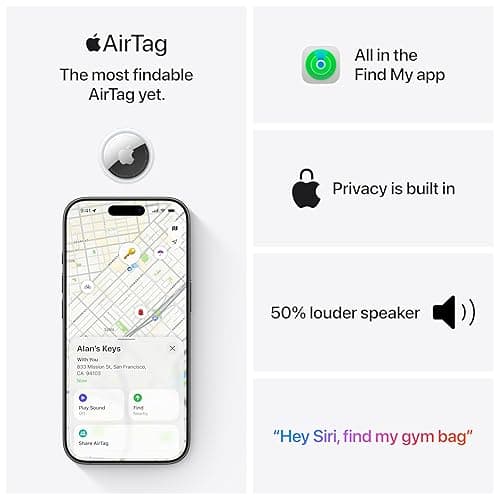 Apple AirTag (2nd Generation) - 4 Pack: Tracker for Keychain, Wallet, and More; Locator with Sound; Simple One-Tap Setup with iPhone or iPad; Key Finder with up to 1.5X Precision Finding Range* thumbnail 6