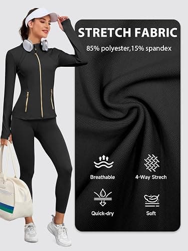 VUTRU Women Athletic Jacket Fitted Workout Running Zip Up Track Coat | Thumb Holes Pockets for Yoga Gym Travel thumbnail 6
