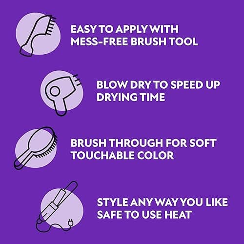 Fun In by Sun In Temporary Hair Color with Easy Brush Applicator for Kids, Teens & Adults - Washable One day color for Festivals, Events & Parties - All Hair Types - Purple thumbnail 10
