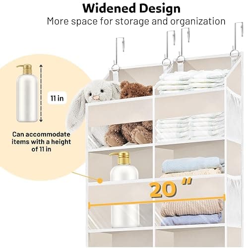 Ofiray-home Over the Door Organizer 5 Tiers,Extra Large Behind Door Storage of 10 Compartments,80 lbs Weight Capacity Over the Door Storage, Door Hanging Organizer for Closet, Diaper Organizer, Beige thumbnail 3