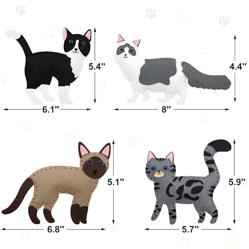 CiyvoLyeen Kitten Craft Kit Kids DIY Crafting and Sewing Set Kitty Cat Stuffed Animal Felt Plushies for Girls and Boys Educational Beginners Sewing Gift Ideas thumbnail 3