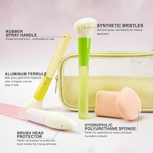 LULUCOLORS 18-Pcs Makeup Brush Set for Beginners - Travel-Friendly with Soft Arthritis-Friendly Handles & Non-Shedding Bristles | Includes Storage Bag, Eyeshadow Brushes & Sponges (Multi-Color) thumbnail 4