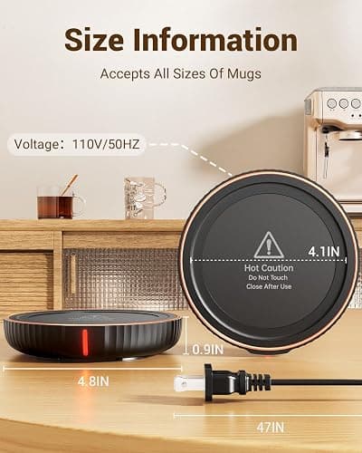 HouseGem Large Candle Warmer Plate - Coffee Cup Mug Warmer for Desk, Candle Melter, Electric Mug Heater for Beverages, Milk & Tea, Coffee Accessories Ideal Gifts Keep Cup Warm (Black) thumbnail 5