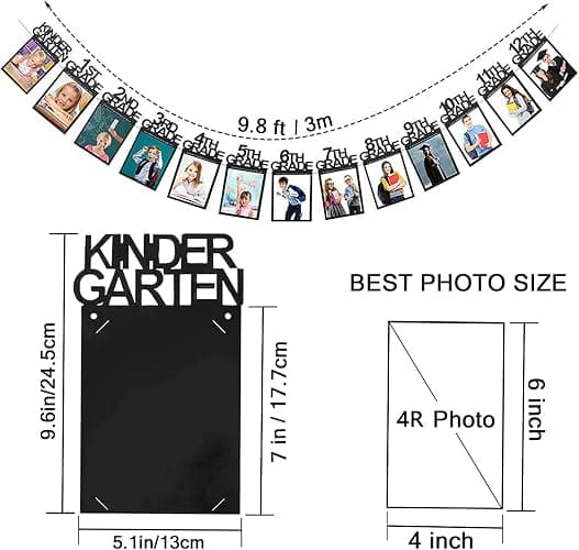 Graduation Photo Banner for 2026 2027 Party Decorations, Kindergarten to 12th Grade Picture Banner, Middle School, High School College Graduation Party Supplies Black 4X6 Inch SG063BK thumbnail 3
