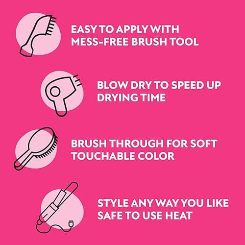 Fun In by Sun In Temporary Hair Color with Easy Brush Applicator for Kids, Teens & Adults - Washable One day color for Festivals, Events & Parties - All Hair Types - Pink thumbnail 10