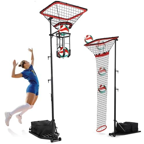 AugFir Volleyball Setter & Spike Trainer, Adjustable Height 93"-126" Volleyball Trainer with 88LBS Sandbag Base & Transport Wheels, Solo Practice Tool for Indoor & Outdoor Use Spiking & Drills - Image 1
