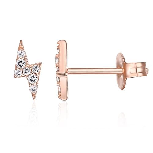 PAVOI 14K Gold Plated Dainty Stud Earrings for Women, CZ Earring Piercing | Hypoallergenic Earrings with 925 Sterling Silver Posts, Bolt, Moon, Star & Flower Celestial Studs with Cubic Zirconia - Image 1