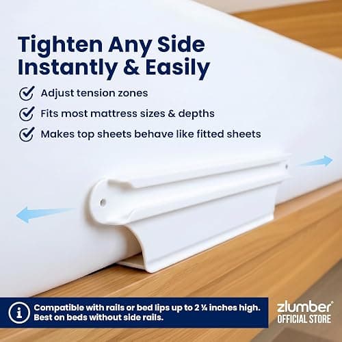 Zlumber Sidelock Bed Sheet Holder, Side Sheet Holder for Fitted Sheets, Helps Secure Loose Sheets on Mattress Sides thumbnail 8