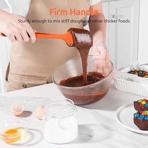 U-Taste Silicone Spatula Set: 600ºF High Heat Resistant, Seamless Food Grade Flexible Rubber Kitchen Cooking Mixing Baking Scraper for Nonstick Cookware Set of 3 (Orange) thumbnail 2