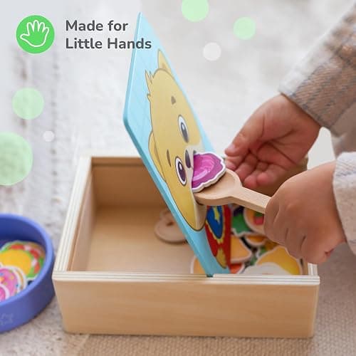 Bimi Boo Wooden Feeding Toy - Montessori Scooping & Fine Motor Toy for Toddlers 1-4 | Speech Therapy & Occupational Therapy Pretend Play Food Set | 27 Foods, Spoon & Bowl thumbnail 7