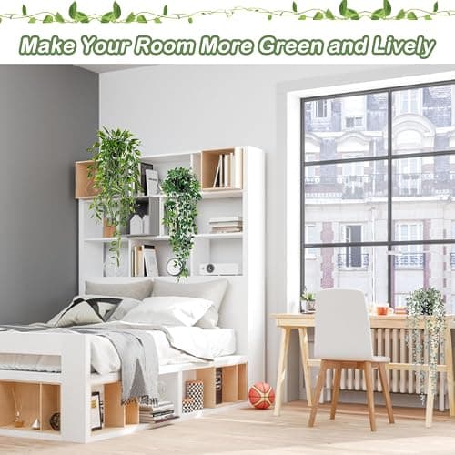 Artificial Hanging Plants 3Pcs Potted Greenery Decor - Grey Eucalyptus Mandala Snow Pea Vine in Pot Plants for Office Farmhouse Home Indoor Outdoor Decor thumbnail 6