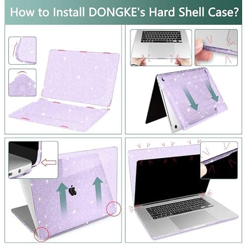 DONGKE for MacBook Pro 13 inch Case 2023 2022 2021 2020 Release Model A2338 M2/M1 A2289 A2251 with Touch Bar & Touch ID, Glitter Bling Plastic Hard Shell Case & Keyboard Cover, Star Purple thumbnail 8