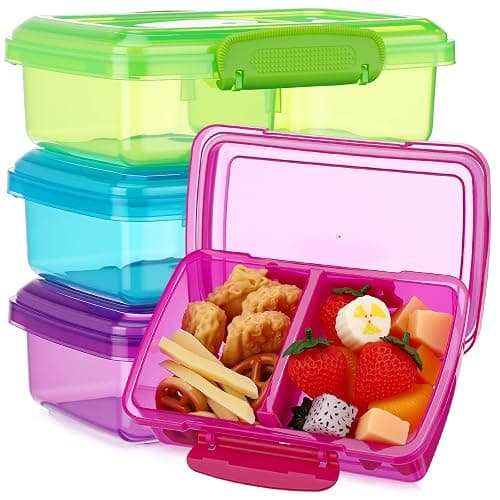 FoldTier 8 Pack Plastic Snack Containers with Lids 2 Compartment Snacks Bento Boxes Reusable Travel Snack Containers for Adults Food Lunch Container Box for Take out Meal Prep Lunch Travel Picnics thumbnail 8