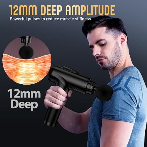 OLsky Massage Gun Deep Tissue, Handheld Electric Muscle Massager, High Intensity Percussion Massage Device for Pain Relief with 9 Attachments & 30 Speed(Black) thumbnail 4