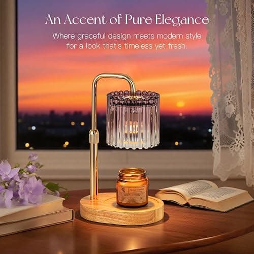 Candeldo Candle Warmer Lamp with Timer: Purple Candle Warming Lamp with 2 Bulbs Height Adjustable Wax Melt Dimmable Bedroom Decor for Women thumbnail 2