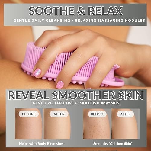 Silicone Body Scrubber for Shower - Gentle Exfoliating Back Scrubber with Soft Bristles - Avilana Premium Dual Sided Bath Brush Massage - Loofah Alternative for Sensitive Skin - Gift Women Men thumbnail 9